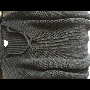 Black Criss-Cross Strappy Neck Sweater